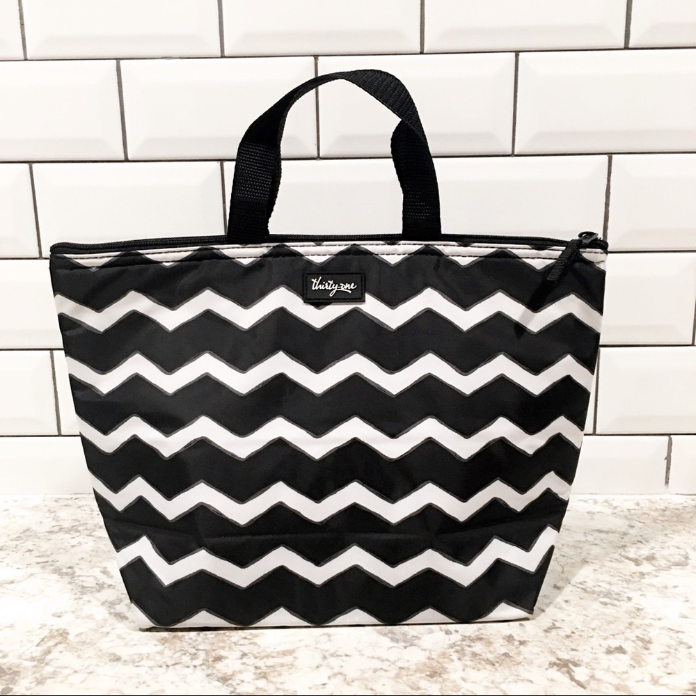 Thirty One Black White Chevron Lunch Cooler Bag